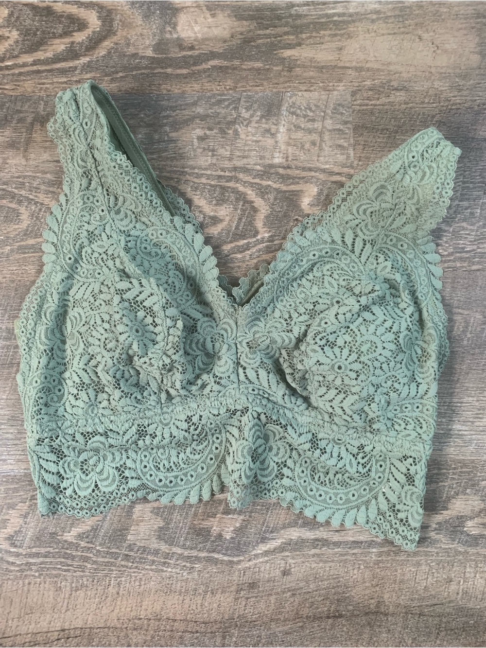 Lace Bralette by Aerie in Sage Green